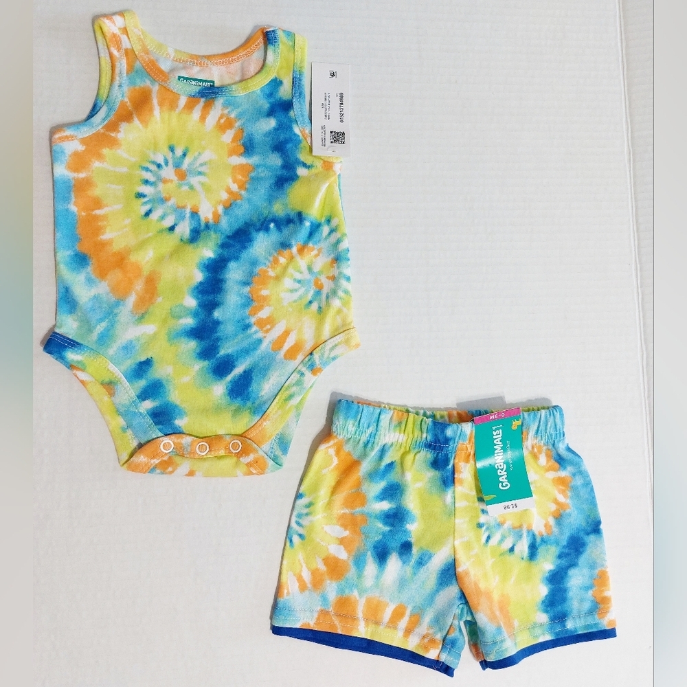 NWT 0-3 mo/ Garanimals Infant Girls/Boys‎ Tie-Dye Short Set Sleeveless